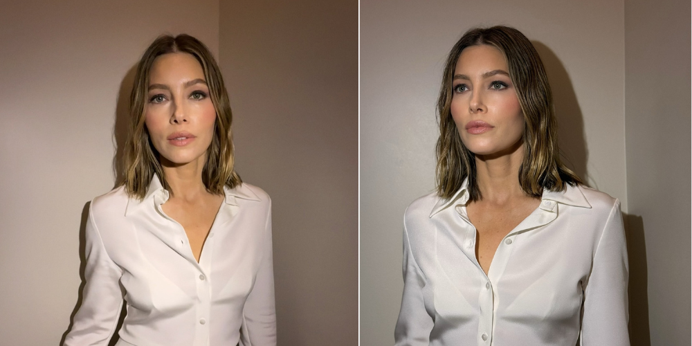 Jessica Biel Stuns in All-White Outfit With Soft Glam Makeup