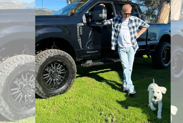 kevincostnermodernwest Instagram | Kevin introduces his adorable new Labrador puppy on Instagram.